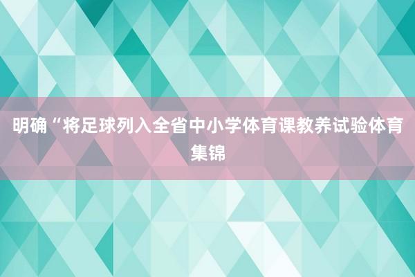明确“将足球列入全省中小学体育课教养试验体育集锦