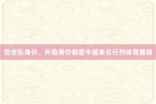 但全队身价、外助身价都是中超卑劣行列体育集锦