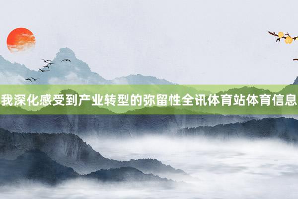我深化感受到产业转型的弥留性全讯体育站体育信息