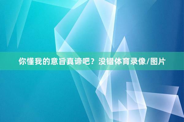 你懂我的意旨真谛吧？没错体育录像/图片