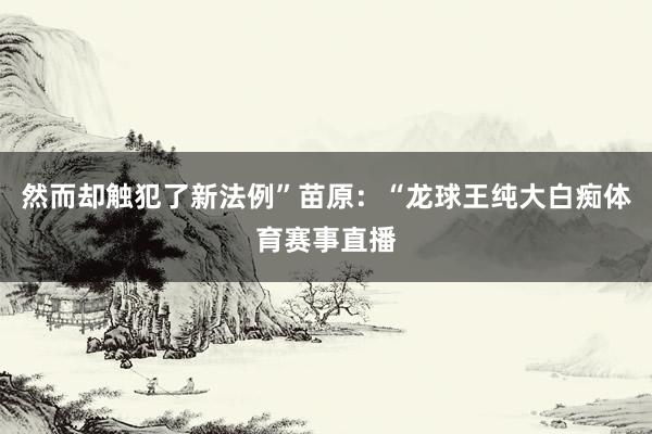 然而却触犯了新法例”苗原：“龙球王纯大白痴体育赛事直播